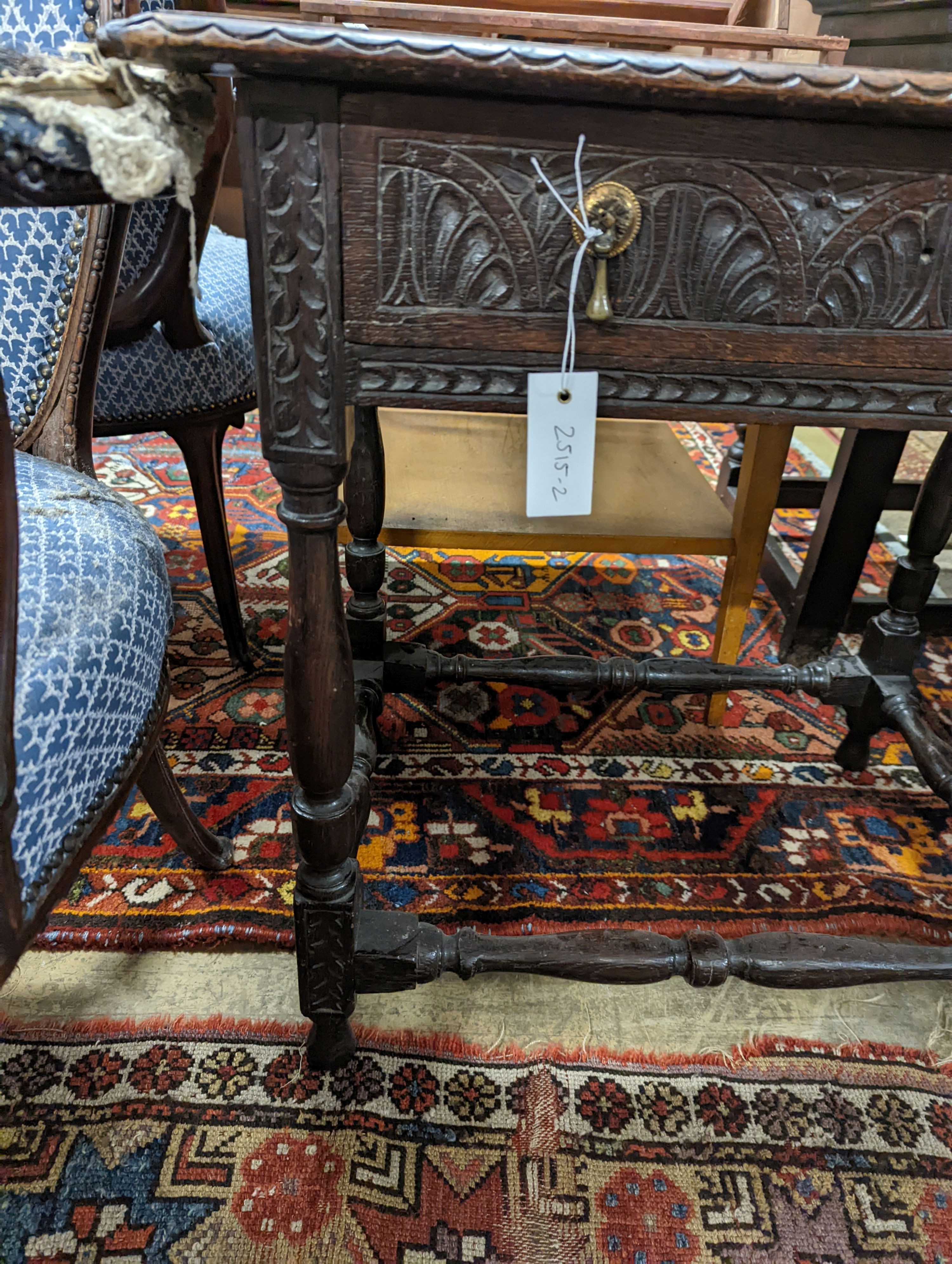 An 18th century carved oak side table, width 71cm, depth 47cm, height 67cm